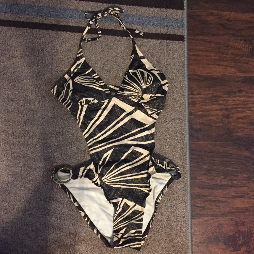 Tan and Brown One Piece Swimsuit - Size Small